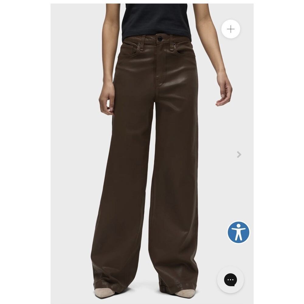 Hudson Jeans Jodie Size 33 Wide Leg Loose Fit Bracken Coated Brown NWT $255